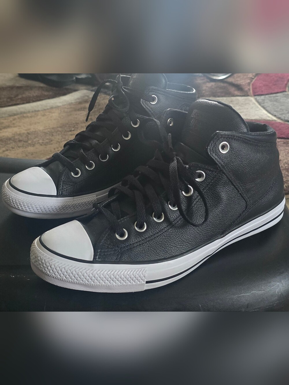 Converse High Street Black High-Top Leather Sneakers Mens Size 10/Wms Size 12 - Picture 3 of 10